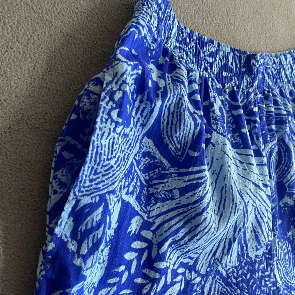 Vtg NOS 80s 90s Two Potato Resortwear Matching Vacation Set Botanical Print Blue